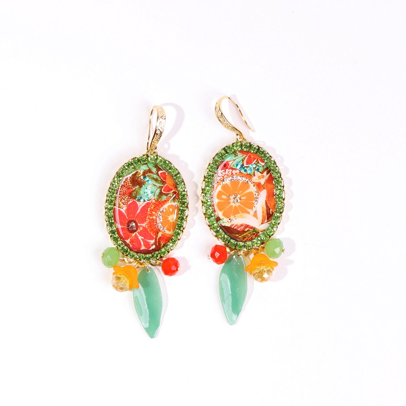 orange cameo earrings
