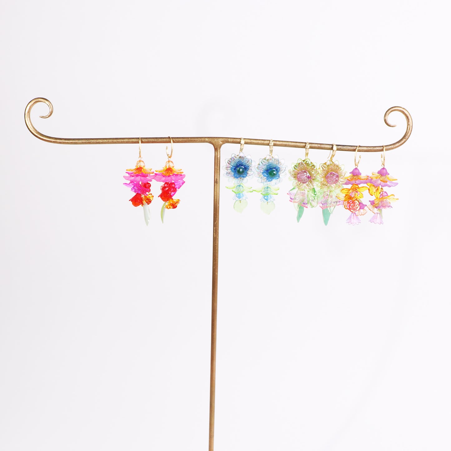 pink flower earrings