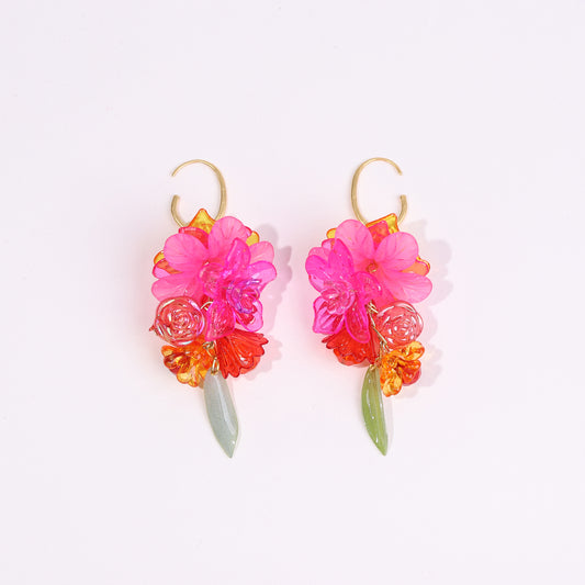 pink flower earrings