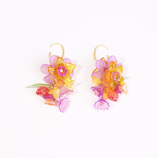 purple flower earrings