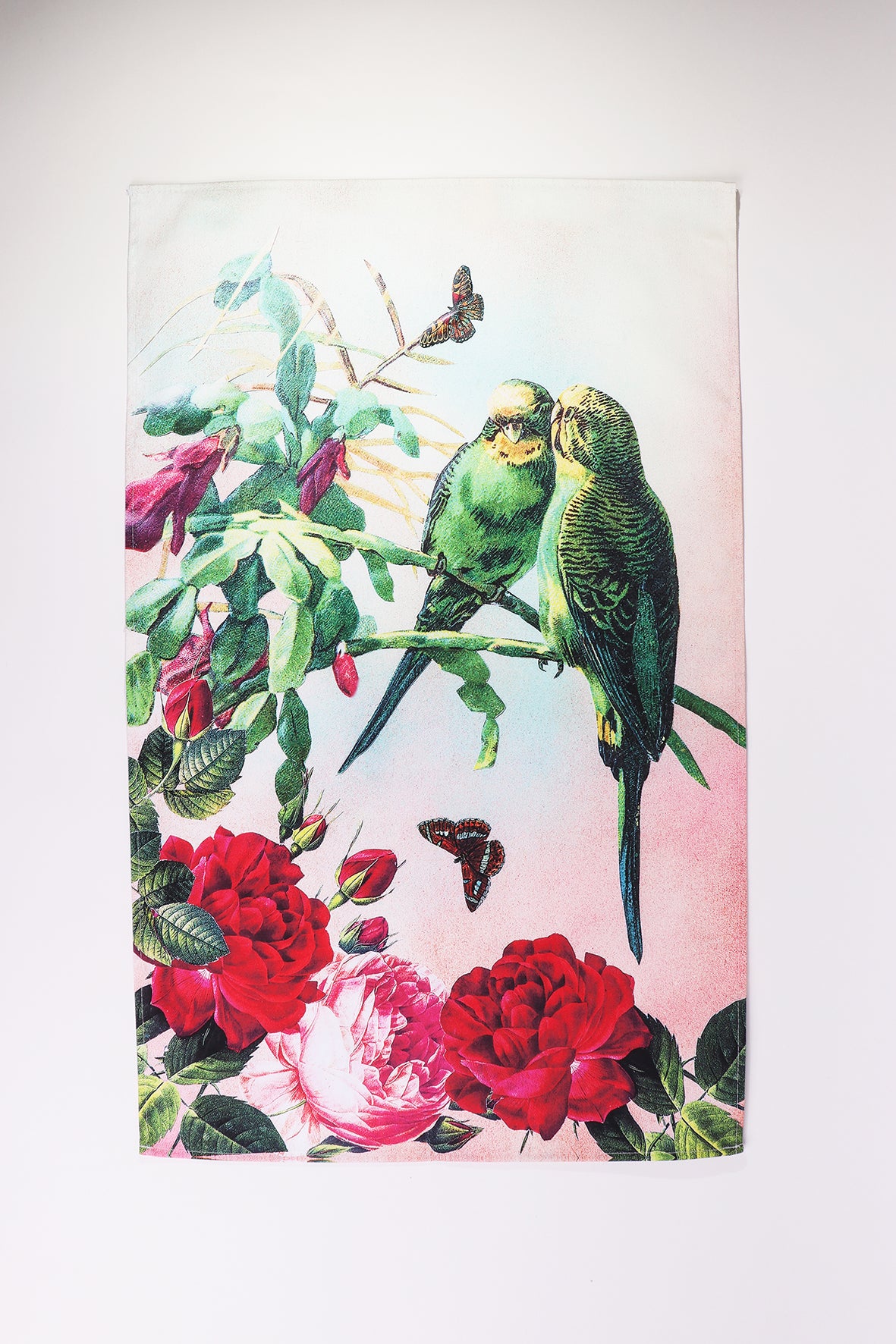 budgies cotton tea towel