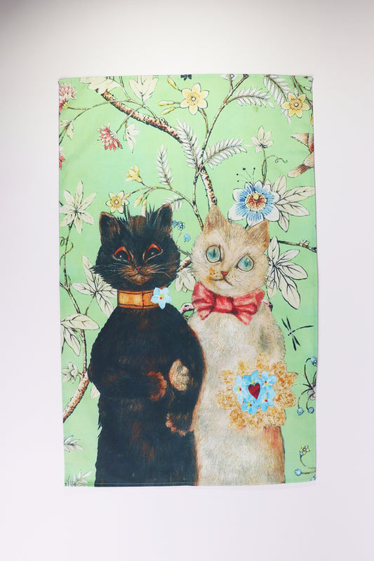 lovecats cotton tea towel