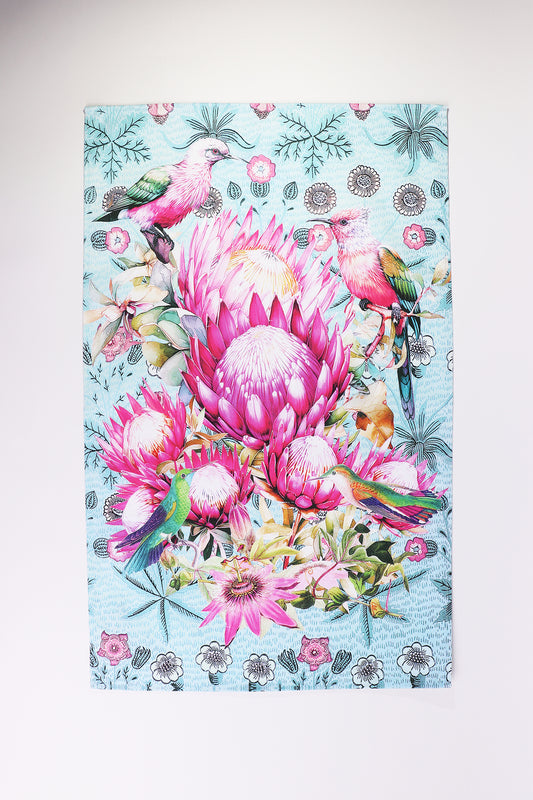protea cotton tea towel