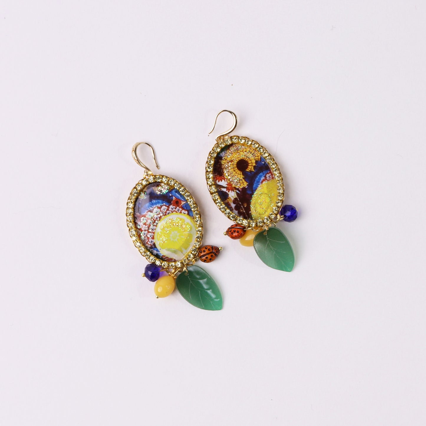 lemon cameo earrings