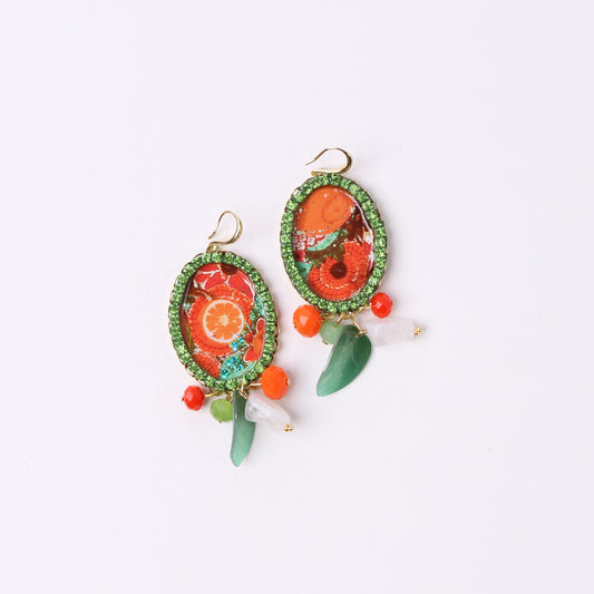 orange cameo earrings