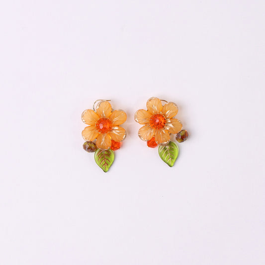 orange flower earrings
