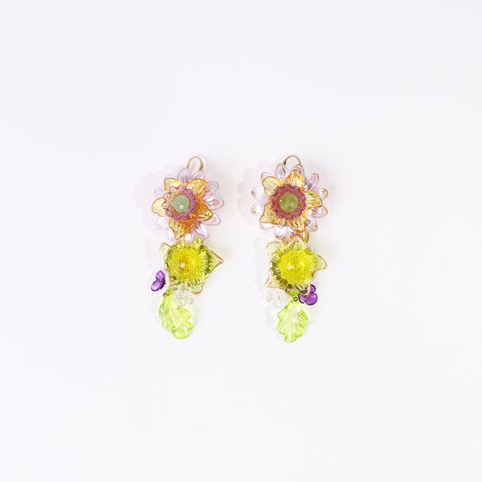 lilac and lime flower earrings