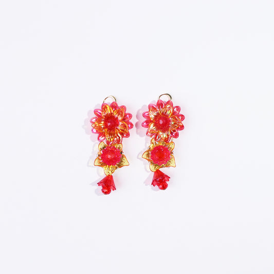 orange and red flower earrings