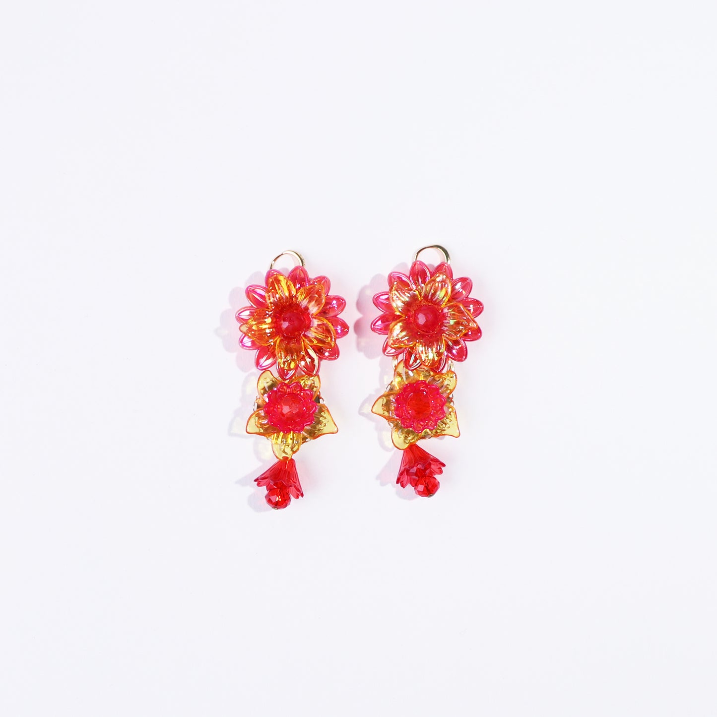 orange and red flower earrings