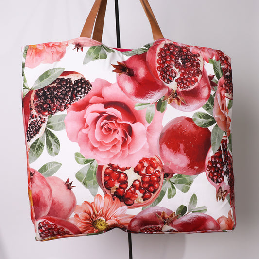white pomegranate beach bag