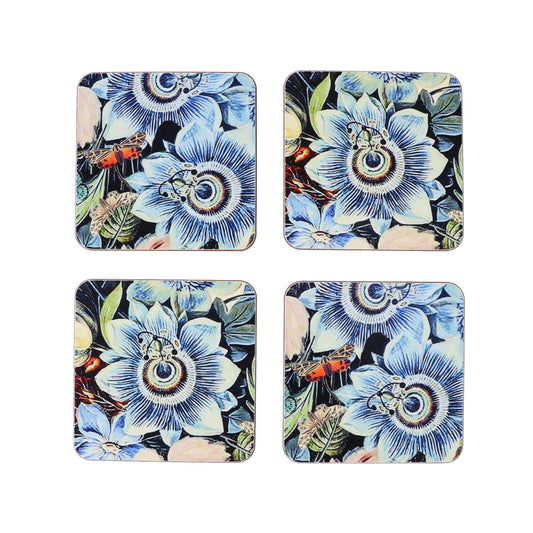 blue flowers coasters