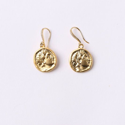 coin earrings front