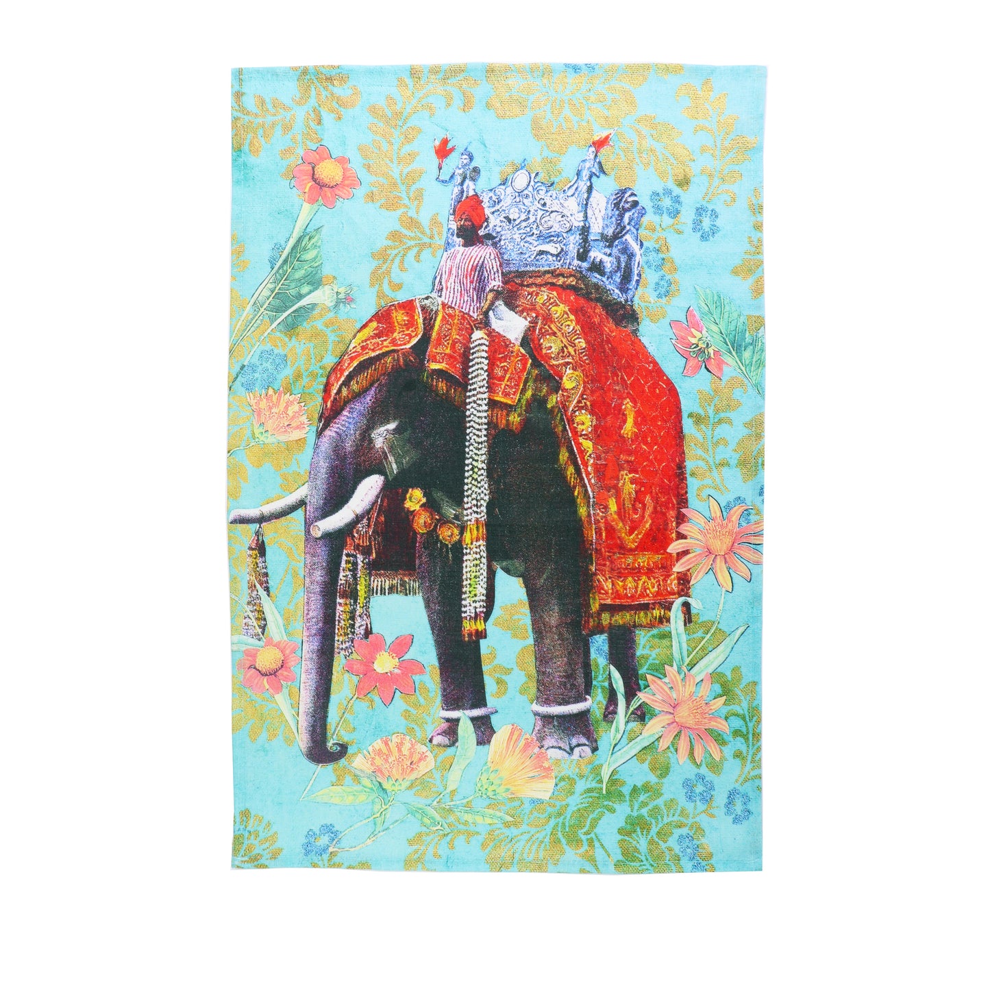 elephant linen tea towel